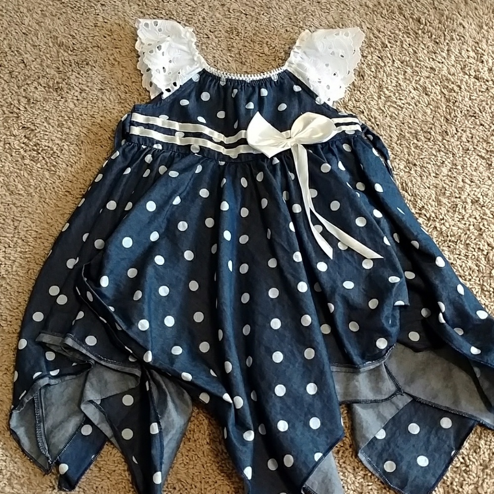 Polka Dot bandana Jean dress